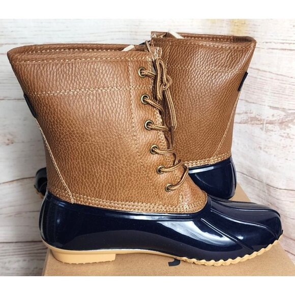 Maplewood Waterproof Fall 2022 Navy/Tan Women’s Boots | JBU by Jambu | Faux Fur - Picture 6 of 14